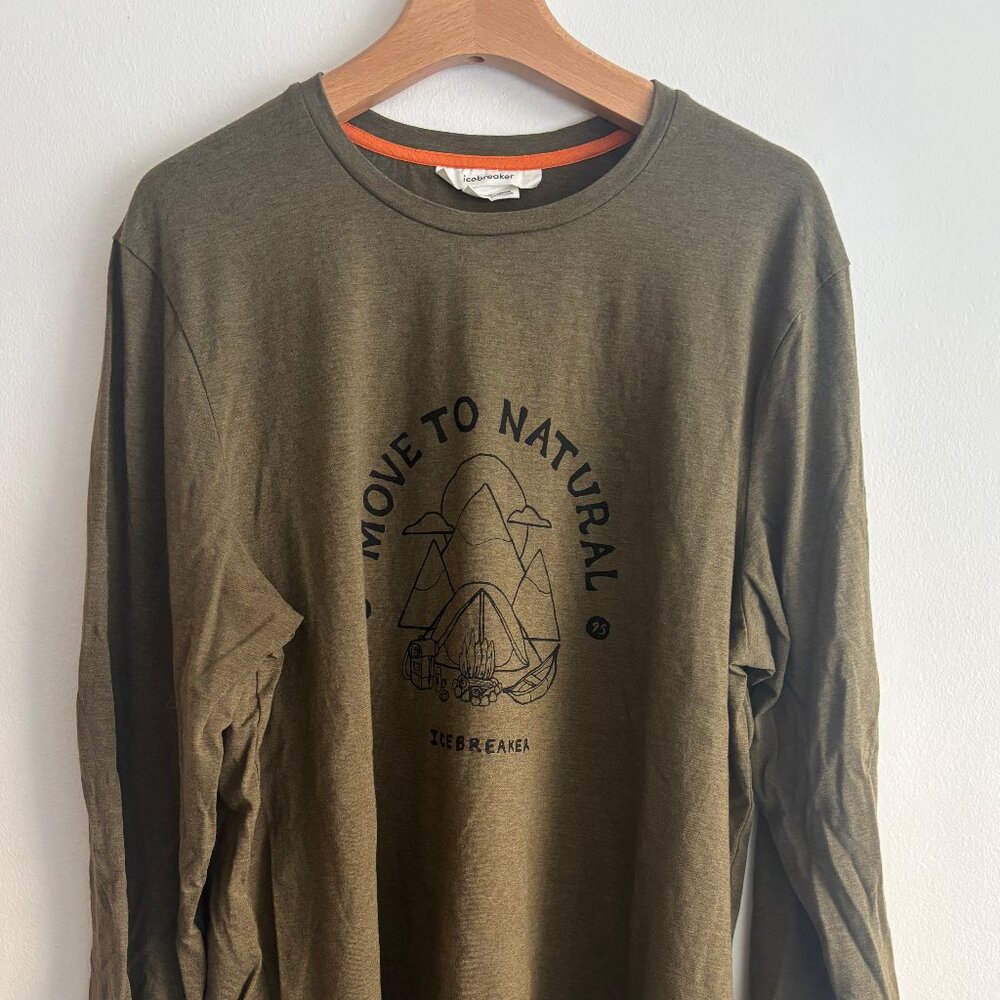 Icebreaker Merino Wool Cotton Long Sleeve Graphic Tee/ Base Layer  - XL